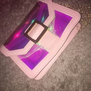 Pink clear purse never used